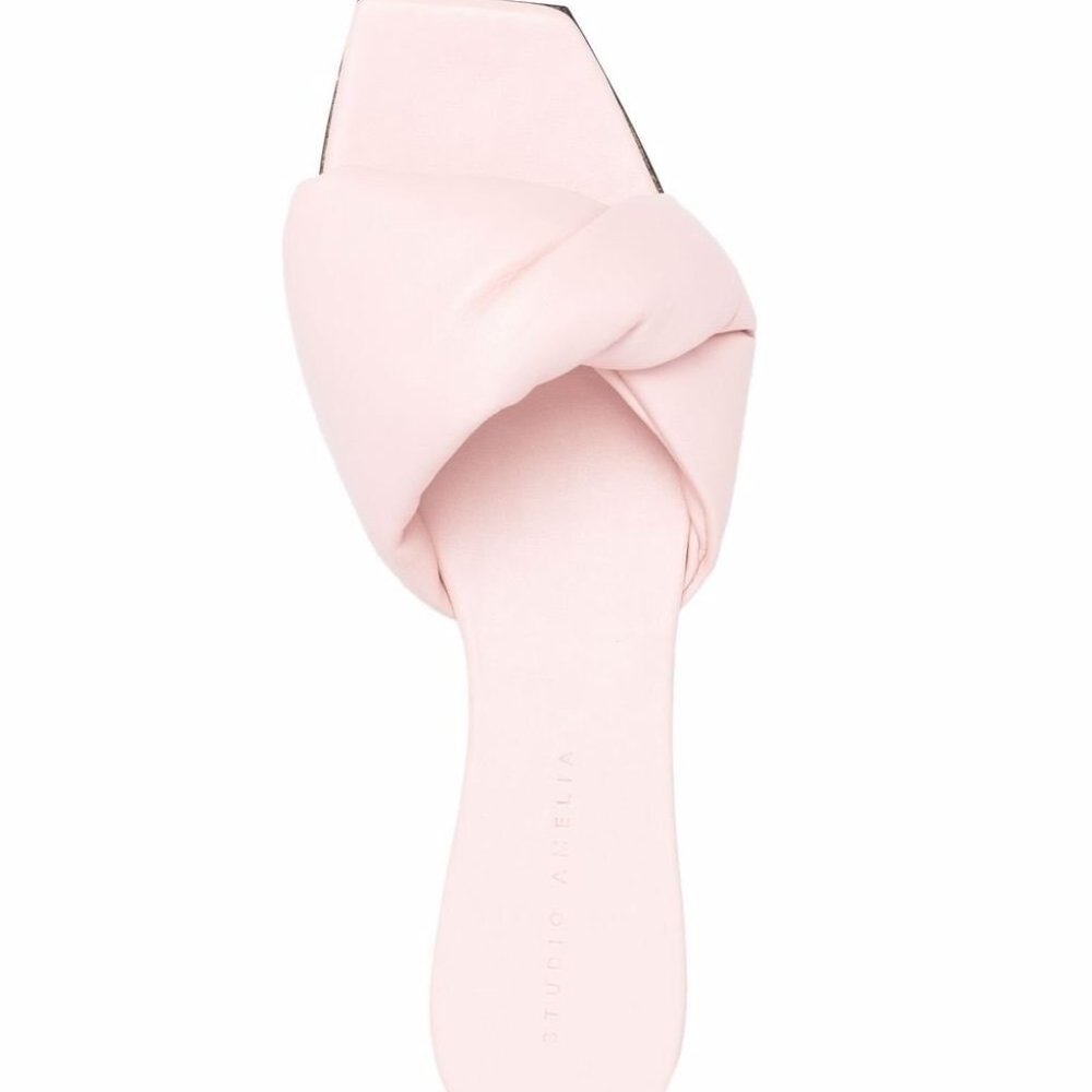 STUDIO AMELIALadies Rose Twist Front Flat Leather Sandals Size: 9